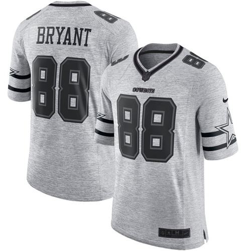 Nike Cowboys #88 Dez Bryant Gray Men's Stitched NFL Limited Gridiron Gray II Jersey - Click Image to Close